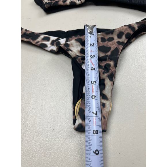 Women's Small Cheetah Print Sexy 2Piece Sexy Swimwear High Cut Bikini Set Padded - Picture 5 of 10